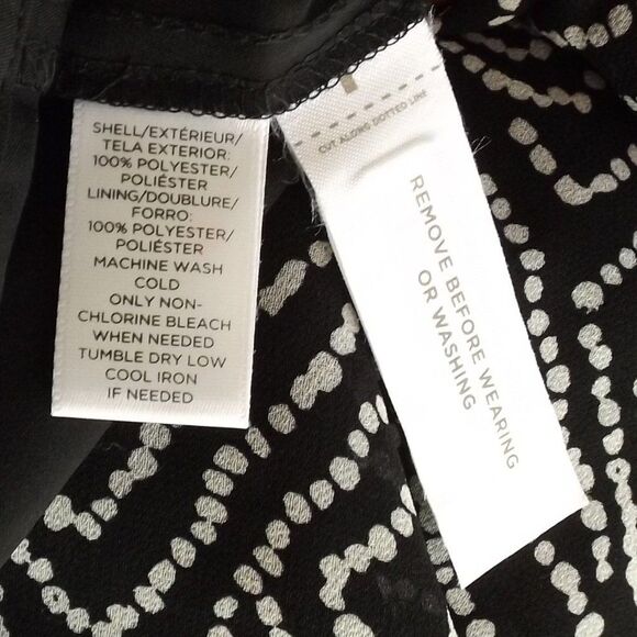 LOFT Dress, S, Black/White Geo print, 2 piece/Slip, Sash Belt, Short Sleeves - Picture 12 of 13